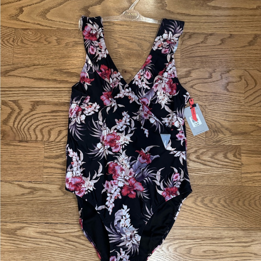 Oasis Floral One-Piece Swimsuit - Black and Pink